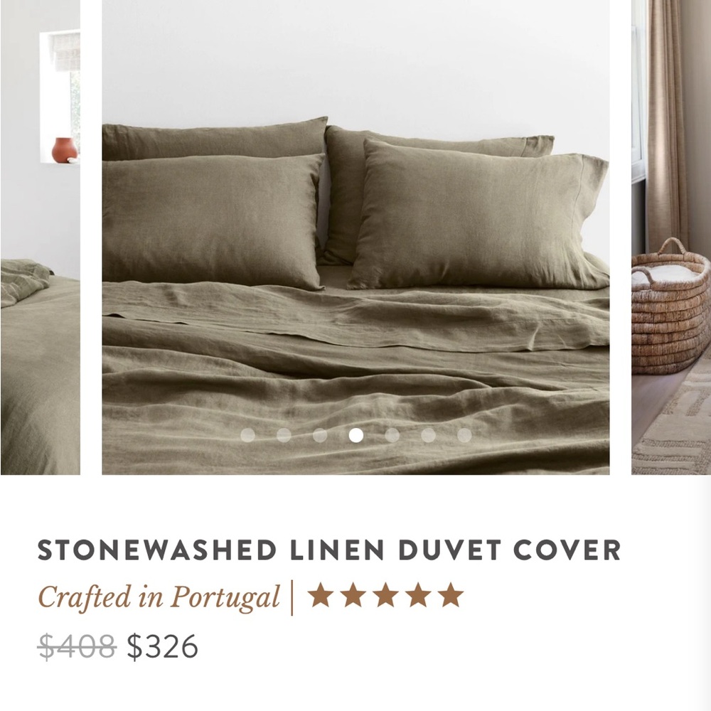 New. The Citizenry. Line duvet cover and 2 shams in olive.